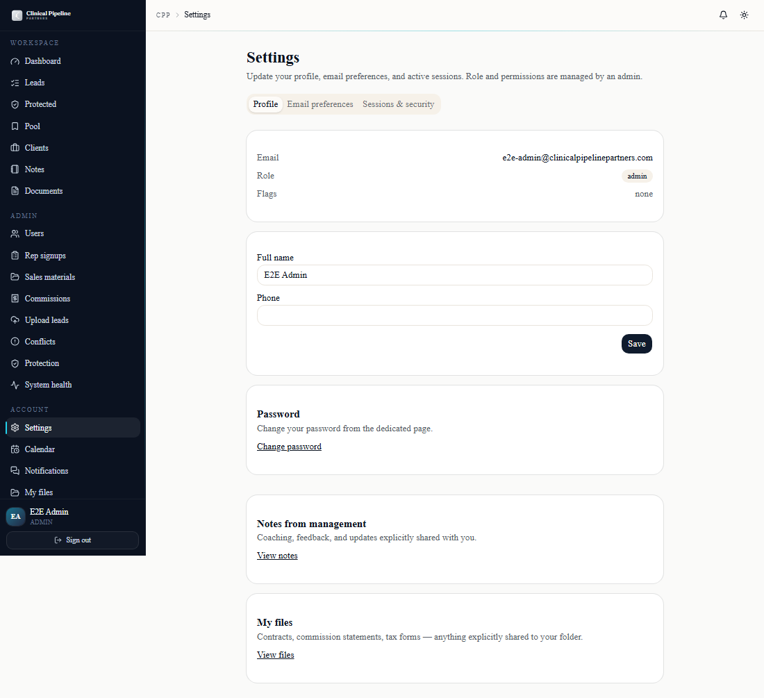The TopBar with the notification bell open and the /settings page in the background.