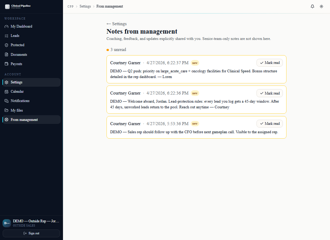 Shared internal notes and files